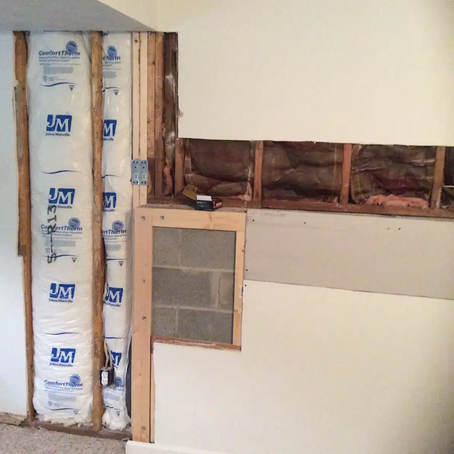 Wall insulation replacement during Basement Flood Cleanup in Heath